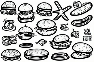Bacon , Beach , Burger tattoo idea