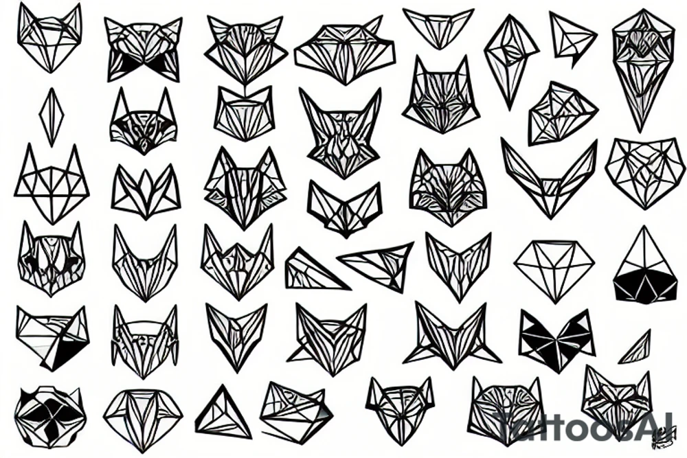 geometric fox made from polygon shards tattoo idea