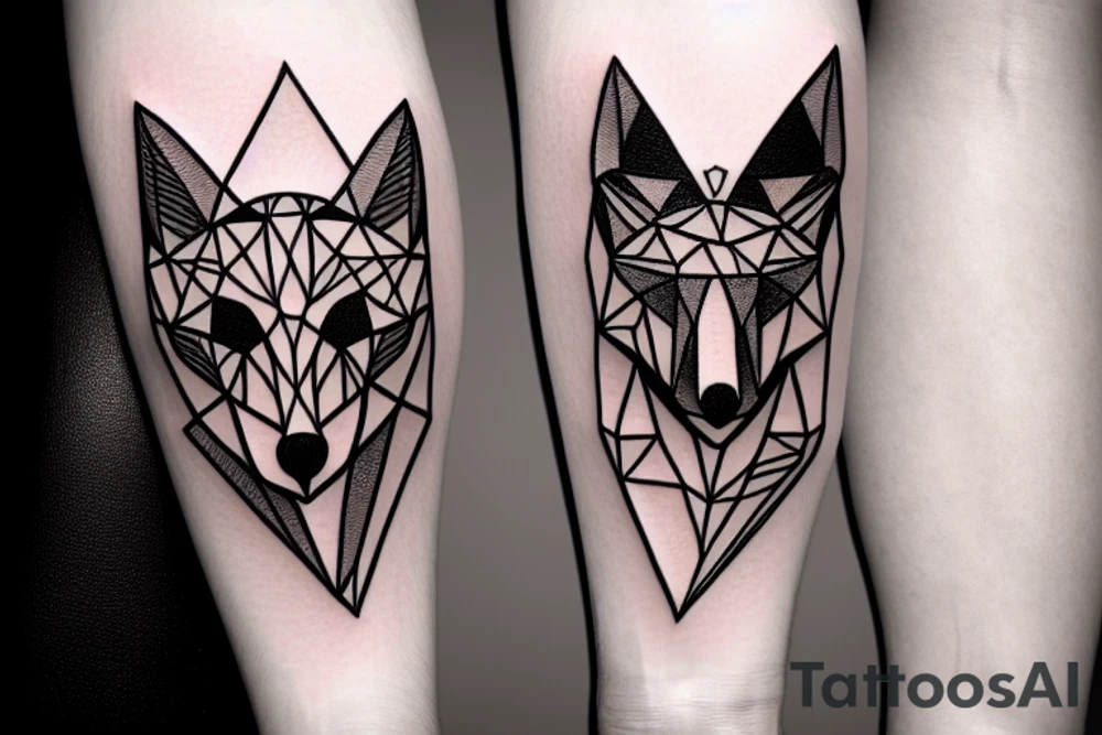 geometric fox made from polygon shards tattoo idea