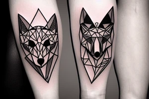 geometric fox made from polygon shards tattoo idea