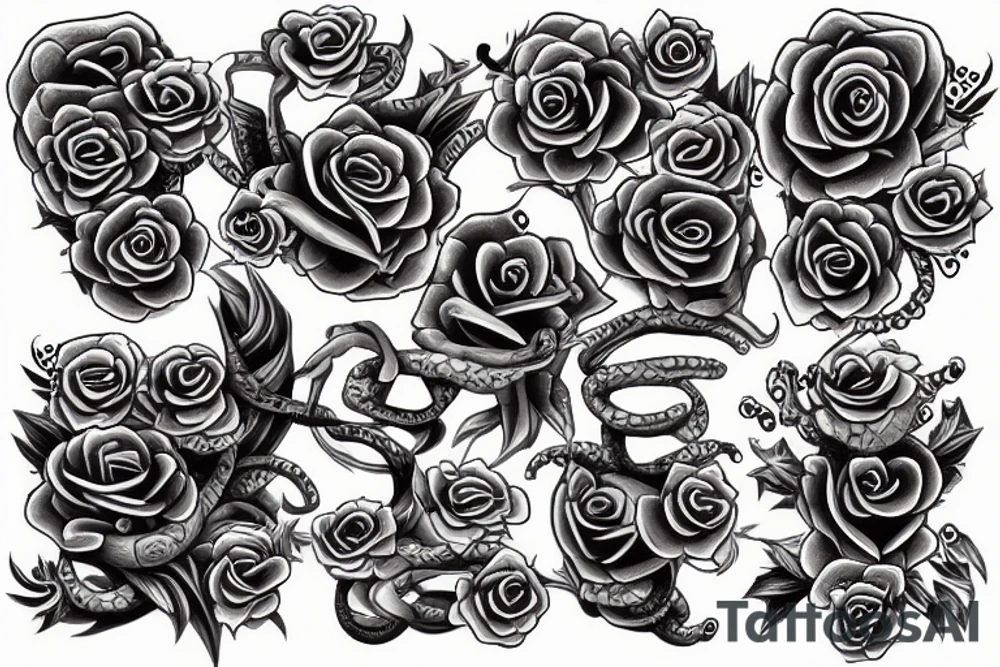 Rose and snake tattoo idea