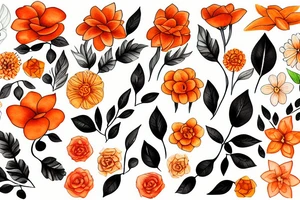 Orange flowers tattoo idea