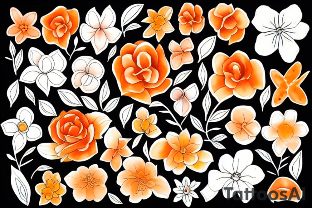 Orange flowers tattoo idea