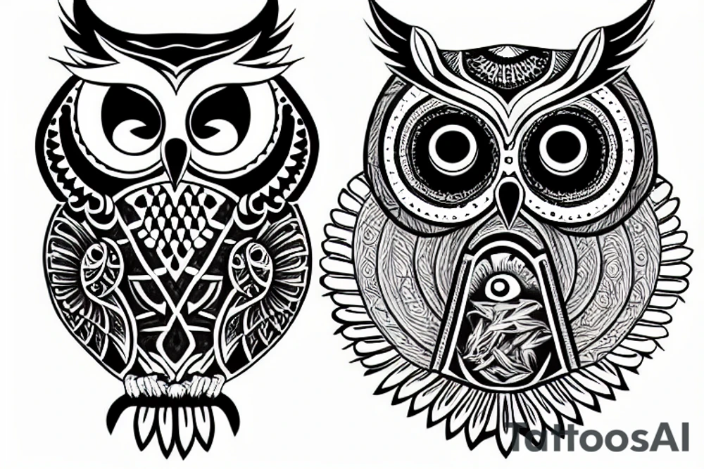 Owl head tattoo idea