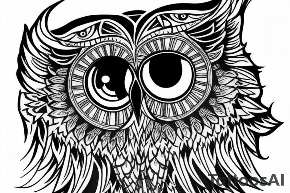 Owl head tattoo idea