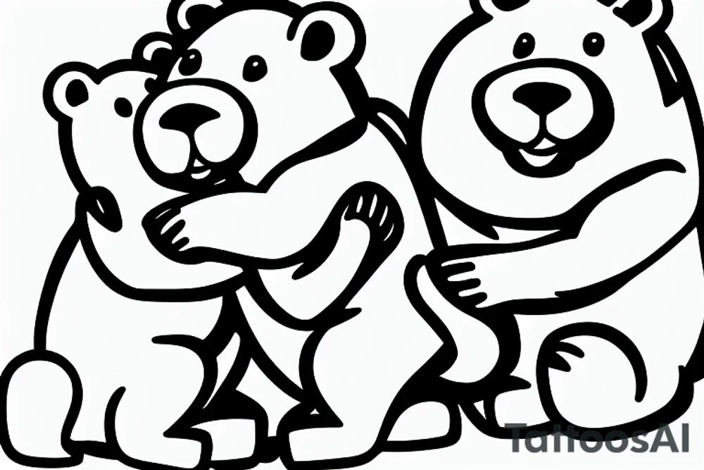 Gay bear with a hugging another bear tattoo idea