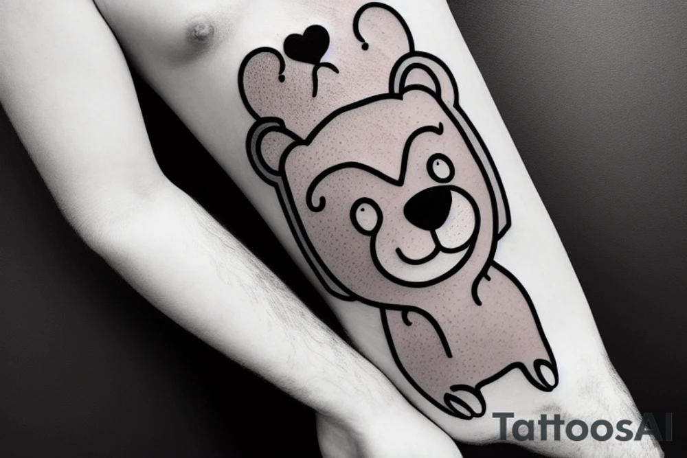 Gay bear with a hugging another bear tattoo idea
