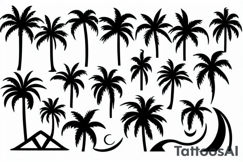 Palm tree with crescent moon tattoo idea