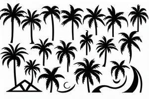 Palm tree with crescent moon tattoo idea
