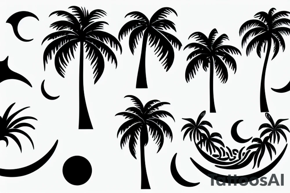 Palm tree with crescent moon tattoo idea