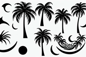 Palm tree with crescent moon tattoo idea