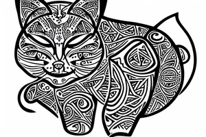 Tribal cat made out of ones and zeros tattoo idea