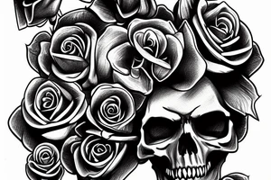 skull roses bones tattoo idea