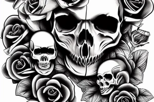 skull roses bones tattoo idea