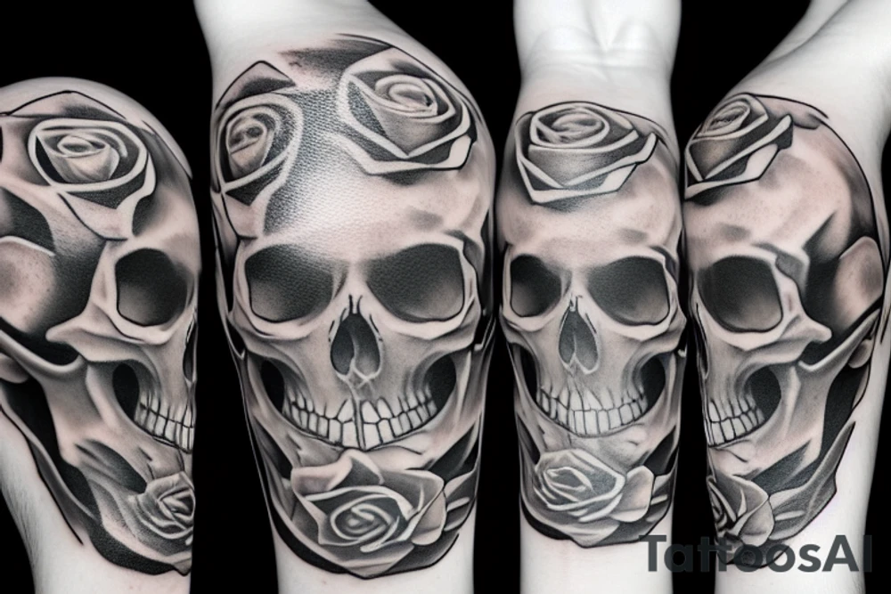 skull roses bones tattoo idea