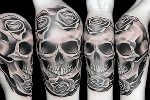 skull roses bones tattoo idea