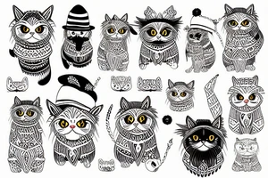 Persian Tribal cat with a hat tattoo idea