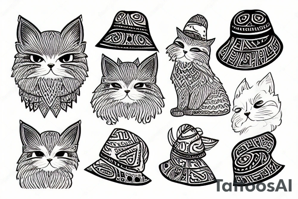 Persian Tribal cat with a hat tattoo idea