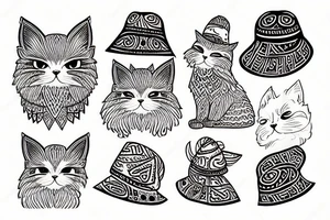 Persian Tribal cat with a hat tattoo idea