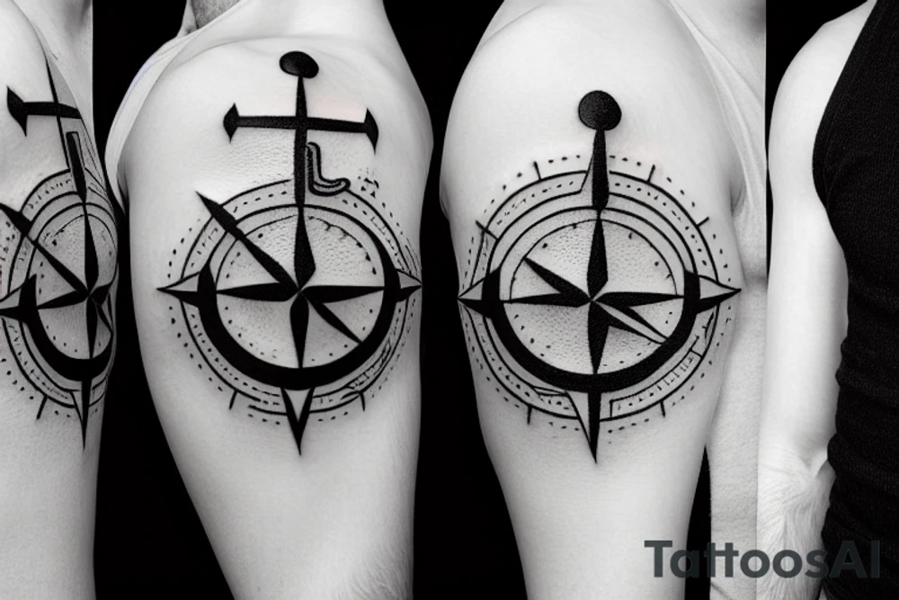 Anchor compass tattoo idea
