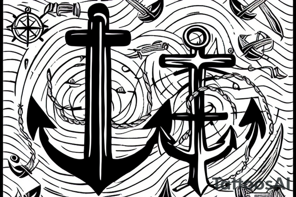 Anchor compass tattoo idea
