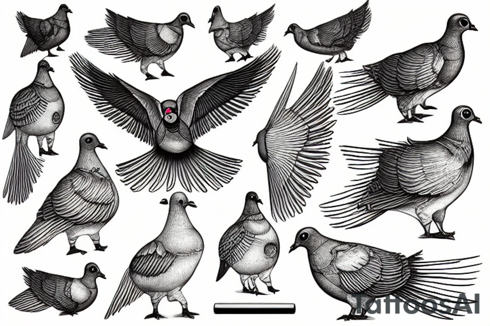 steampunk pigeon that morphs into an optical illiusion tattoo idea