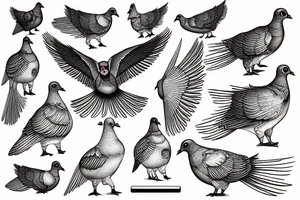 steampunk pigeon that morphs into an optical illiusion tattoo idea