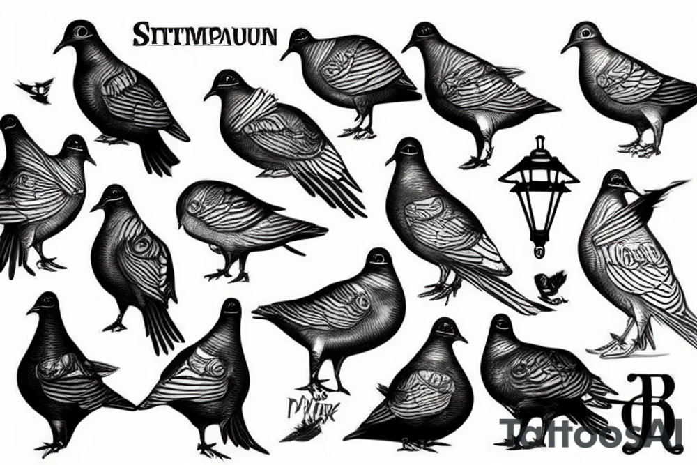 steampunk pigeon tattoo idea