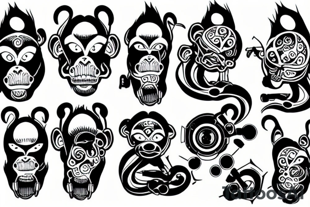 Monkey with photo camera tattoo idea