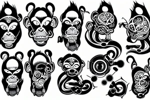 Monkey with photo camera tattoo idea