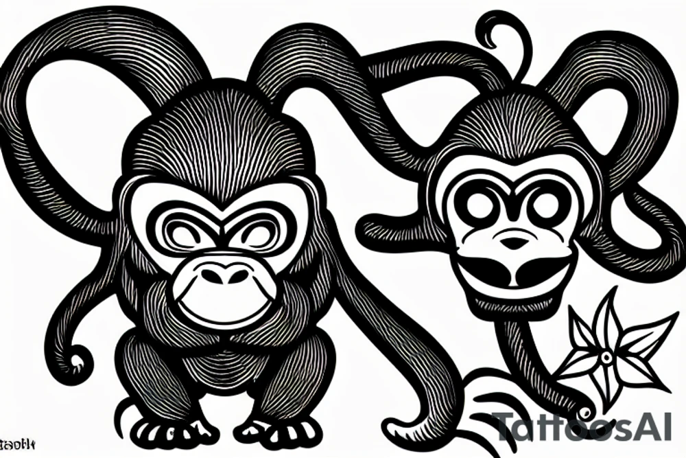 Monkey with photocamera tattoo idea