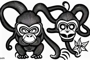 Monkey with photocamera tattoo idea