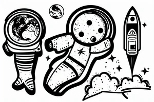 Astronaut with earth amd rocket tattoo idea