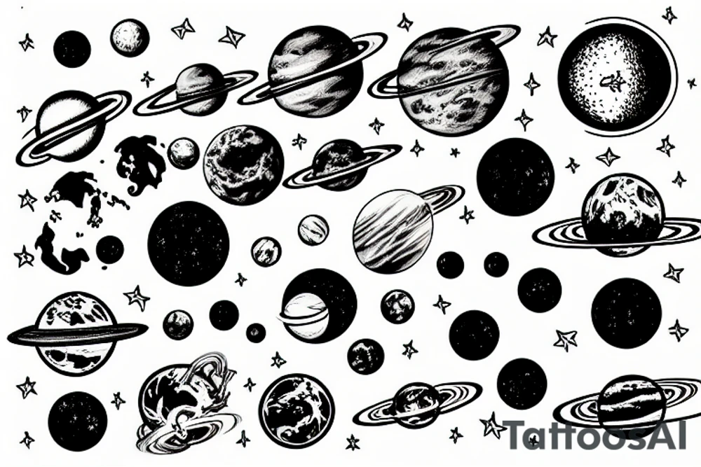 earth and planets tattoo idea