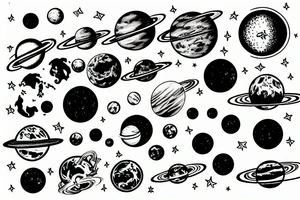 earth and planets tattoo idea