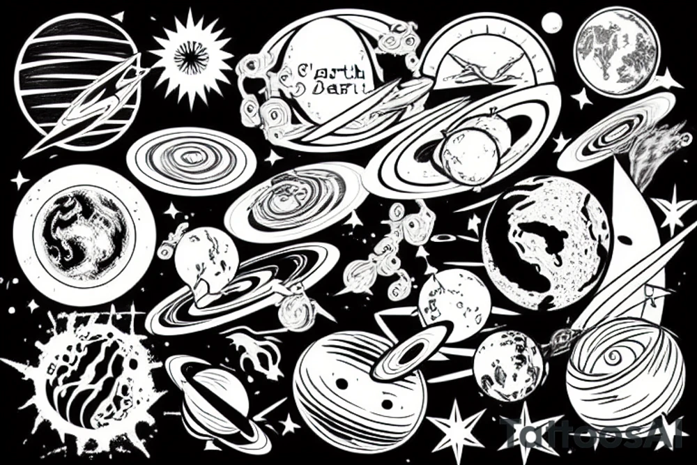 earth and planets tattoo idea