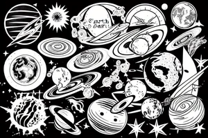 earth and planets tattoo idea