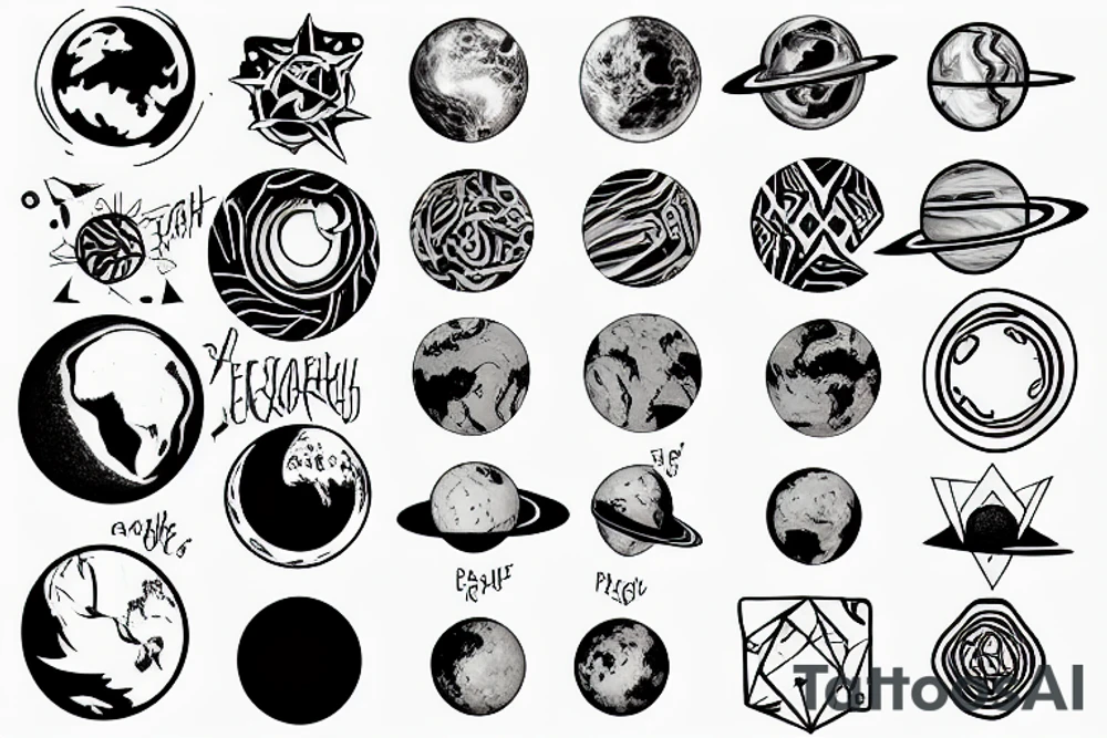 Earth an planets tattoo idea