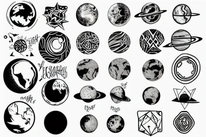 Earth an planets tattoo idea