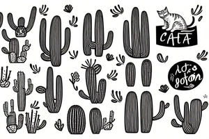 cat on cactus tattoo idea