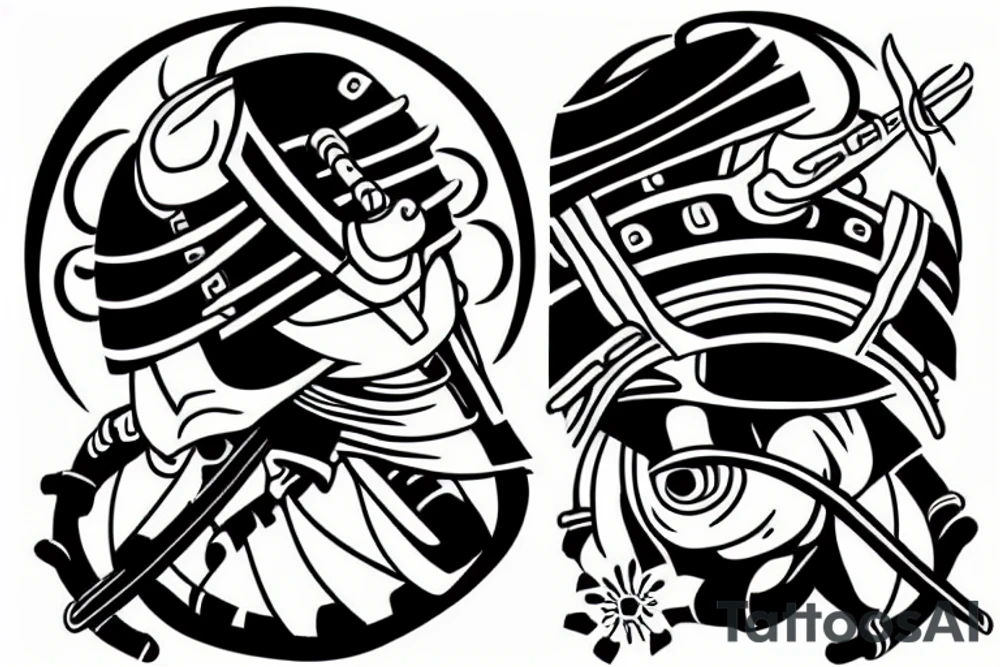 Samurai with kabuto helmet tattoo idea