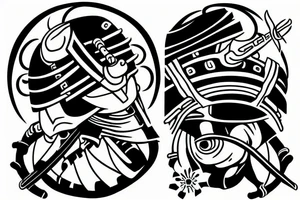 Samurai with kabuto helmet tattoo idea