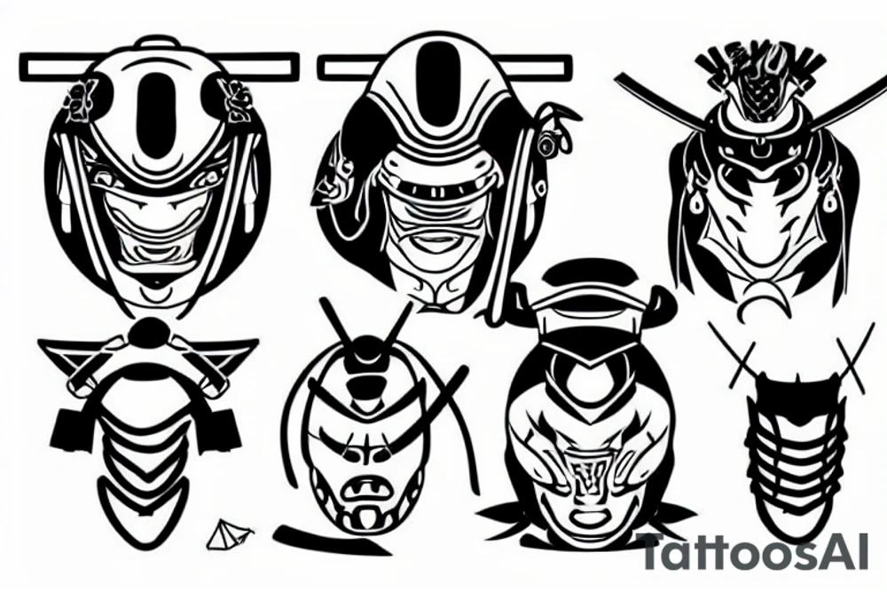 Samurai with kabuto helmet tattoo idea