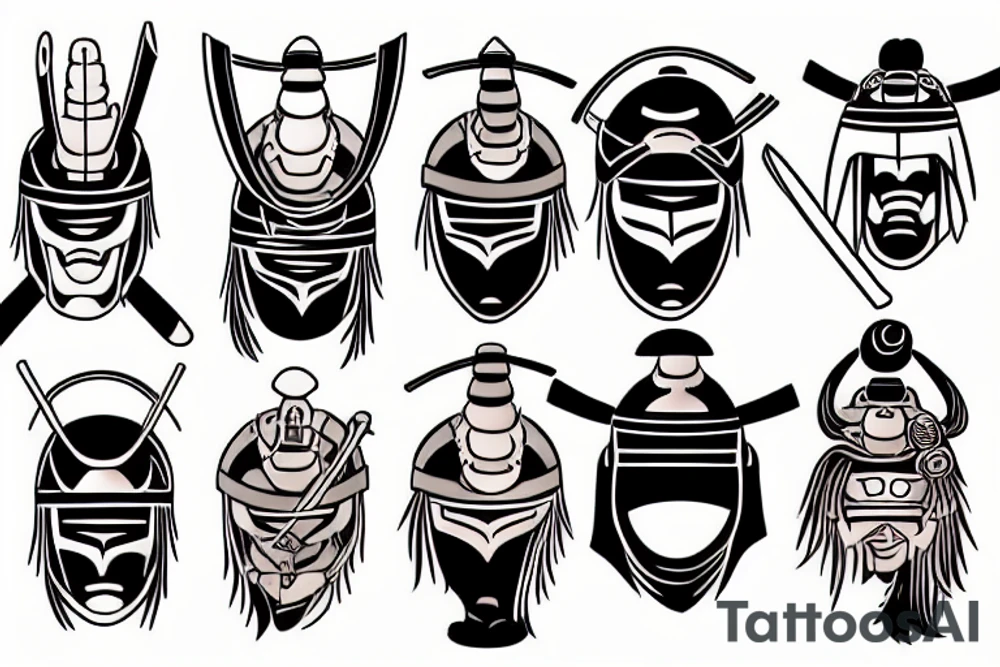Samurai with kabuto helmet tattoo idea