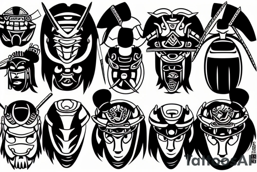 Samurai with kabuto helmet tattoo idea