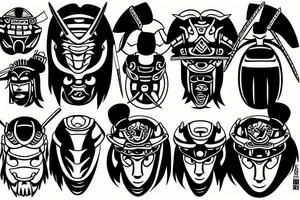 Samurai with kabuto helmet tattoo idea