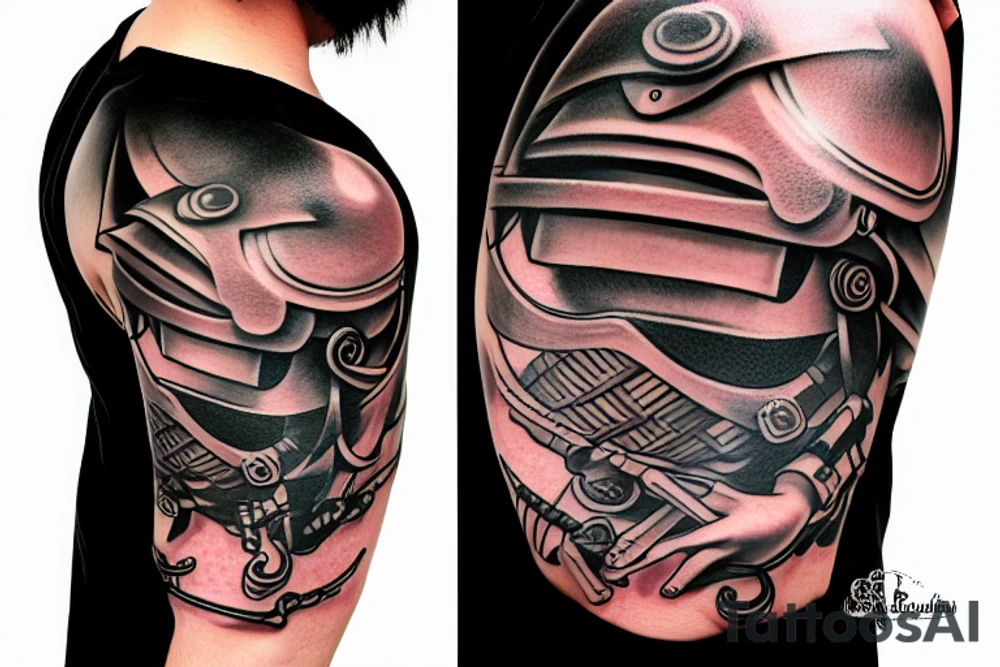 Samurai with kabuto helmet tattoo idea