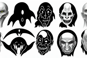 A menacing face of Lord Voldemort tattoo idea