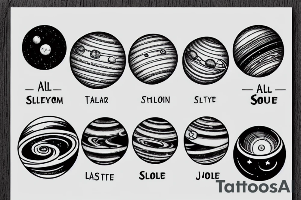 all the planets in the solar system in a straight line tattoo idea