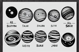 all the planets in the solar system in a straight line tattoo idea